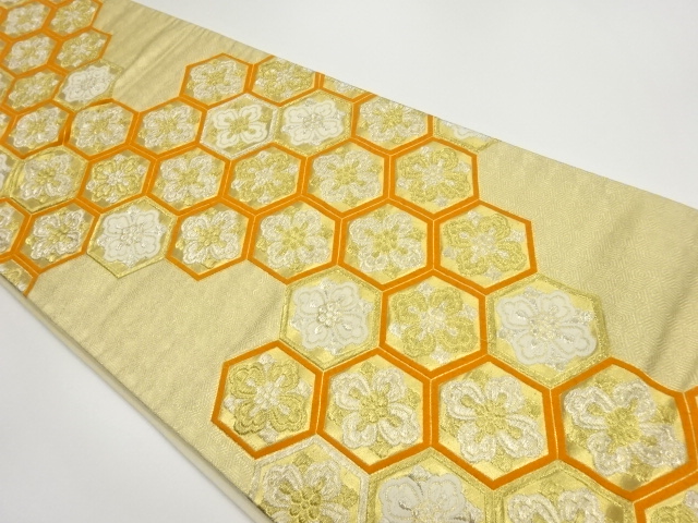 佐賀錦亀甲に花菱模様織出し袋帯